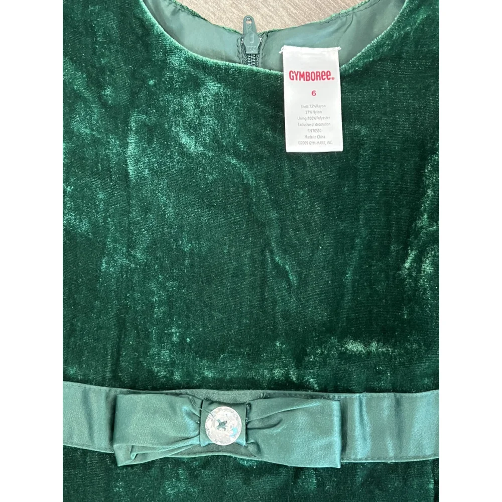 Gymboree Girls Green‎ Velvet Dress Holiday Party Sleeveless Size 6